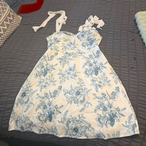 Girls White and Light Blue Floral Sundress - Brand Not Specified